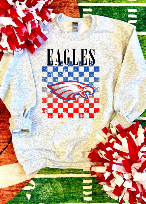 South Putnam - Eagles Checkered Mascot Crew Sweatshirt (SPIRIT1064-DTG-SS)