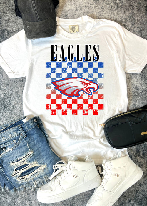 South Putnam - Eagles Checkered Mascot Tee Shirt (SPIRIT1064-DTG-TEE)
